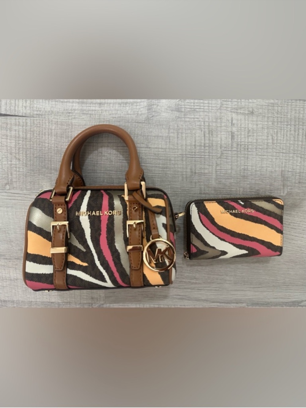 Michael Kors Multicolor Zebra-Print Mini Satchel and Wallet - Picture 3 of 6